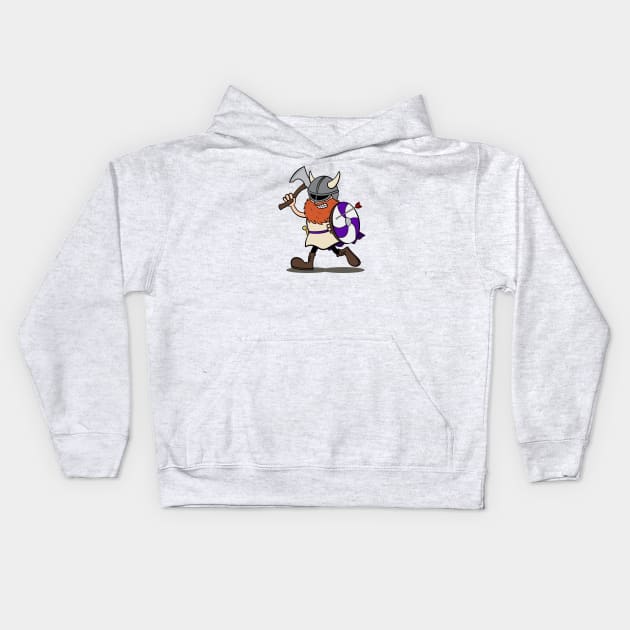 Viking Berserker Cartoon (Player 6 / purple version) Kids Hoodie by Koyaanisqatsian